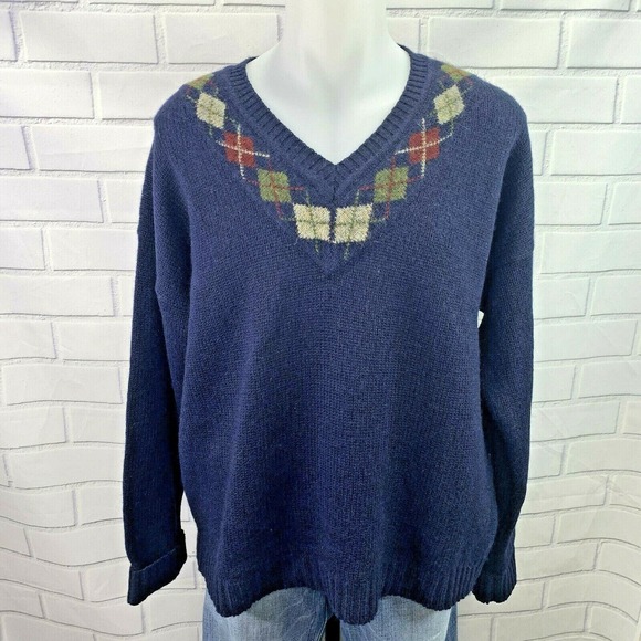 Vintage AKA Eddie Bauer Men's Sweater Size XL Wool V-neck - Picture 1 of 5